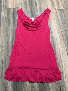 Banana Republic Bright Pink Cowl Neck Ruffle Tank